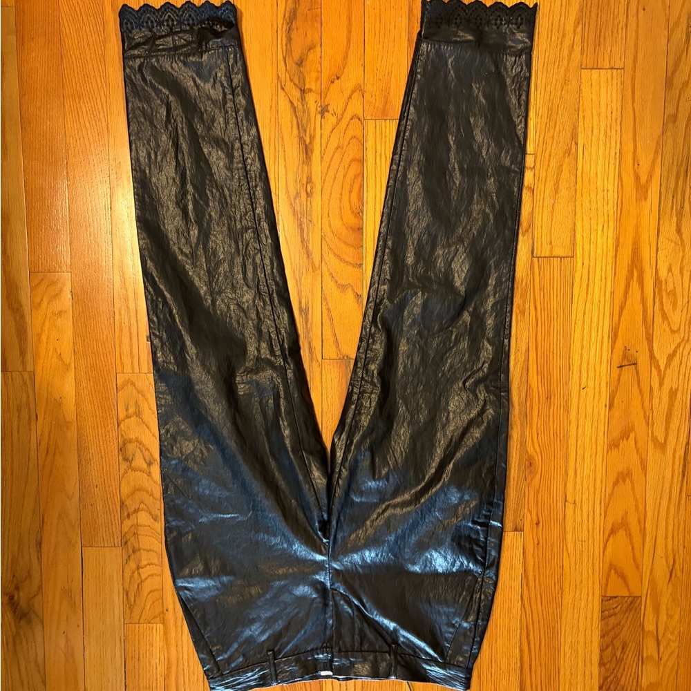 NWT Black womens low rise boot cut leather pants